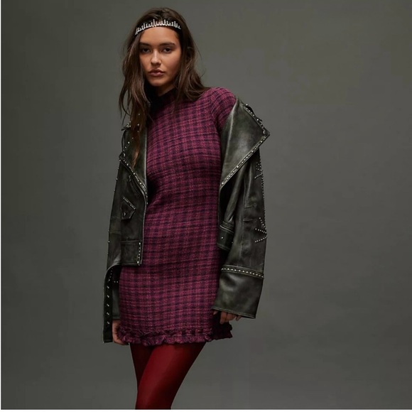Free People Dresses & Skirts - Free People Autumn Chill Plaid Mini Dress in Pomegranate Overdye